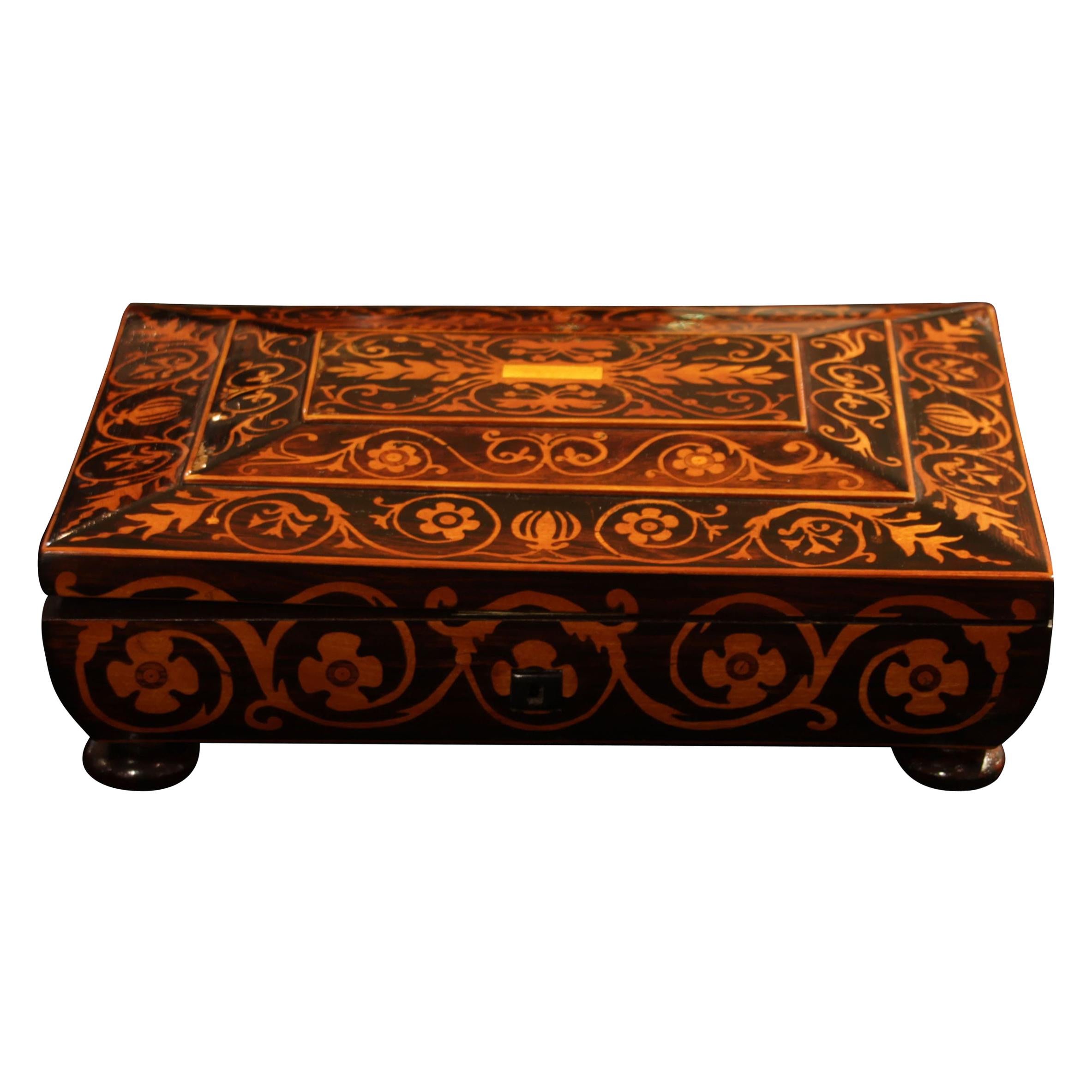 Jewelry Box, Rosewood/Maple with Floral Inlays, Vienna, circa 1860