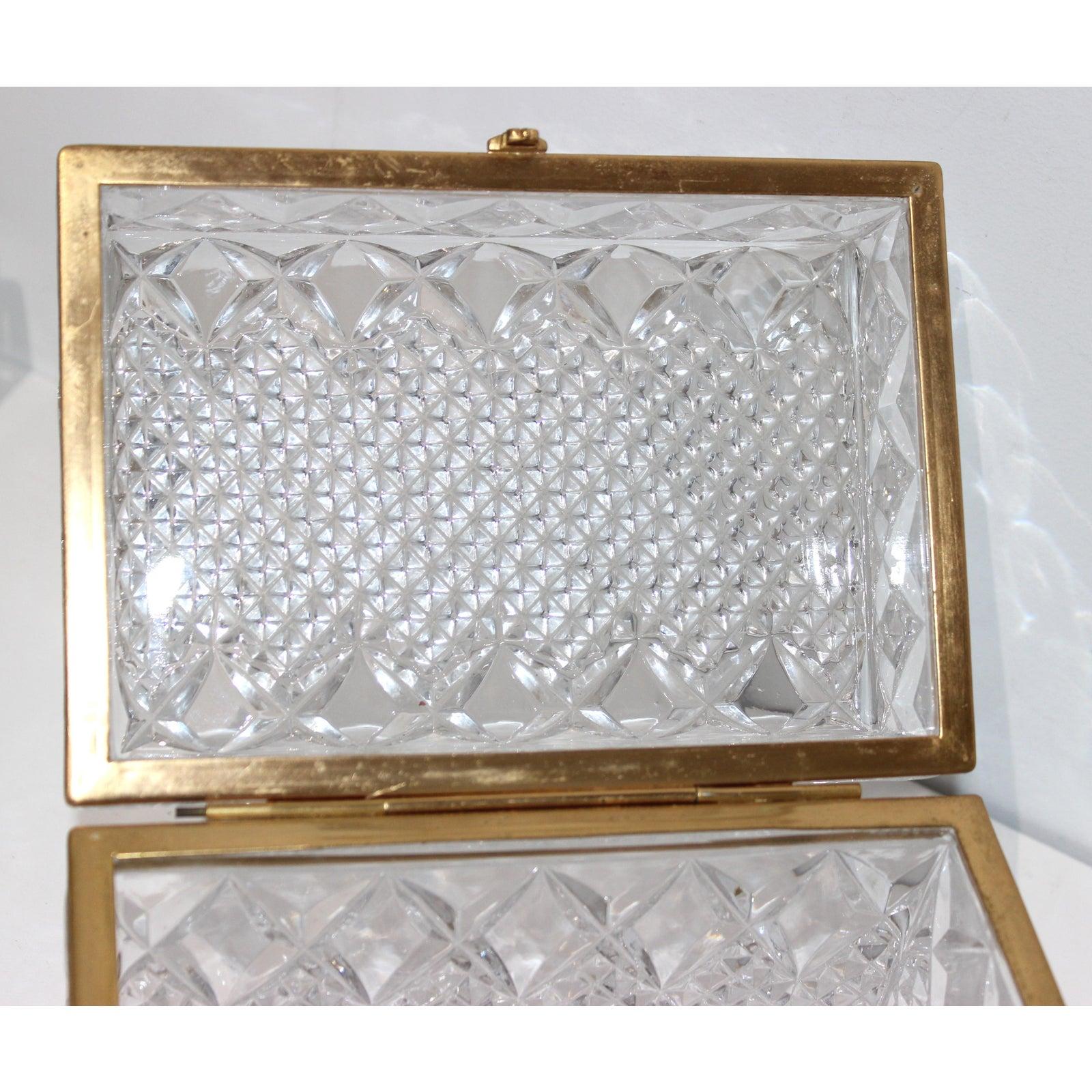 Jewelry Casket or Box of Faceted Lead Crystal and Gilt Bronze 4