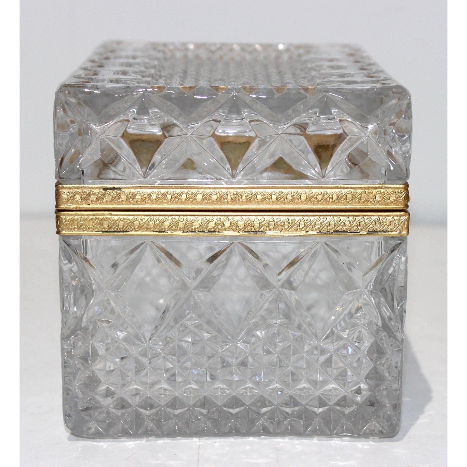 Jewelry Casket or Box of Faceted Lead Crystal and Gilt Bronze 5