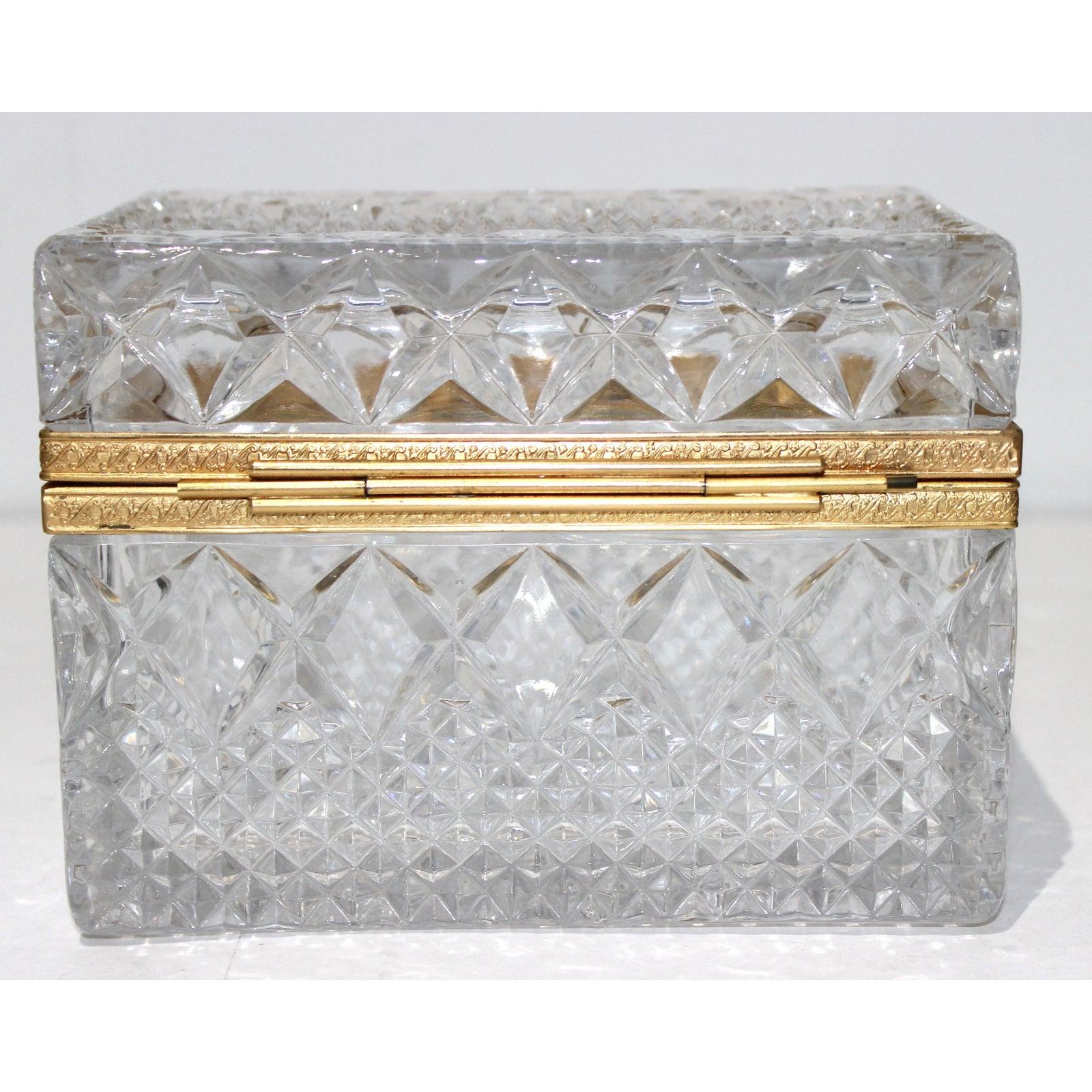 Jewelry Casket or Box of Faceted Lead Crystal and Gilt Bronze 3