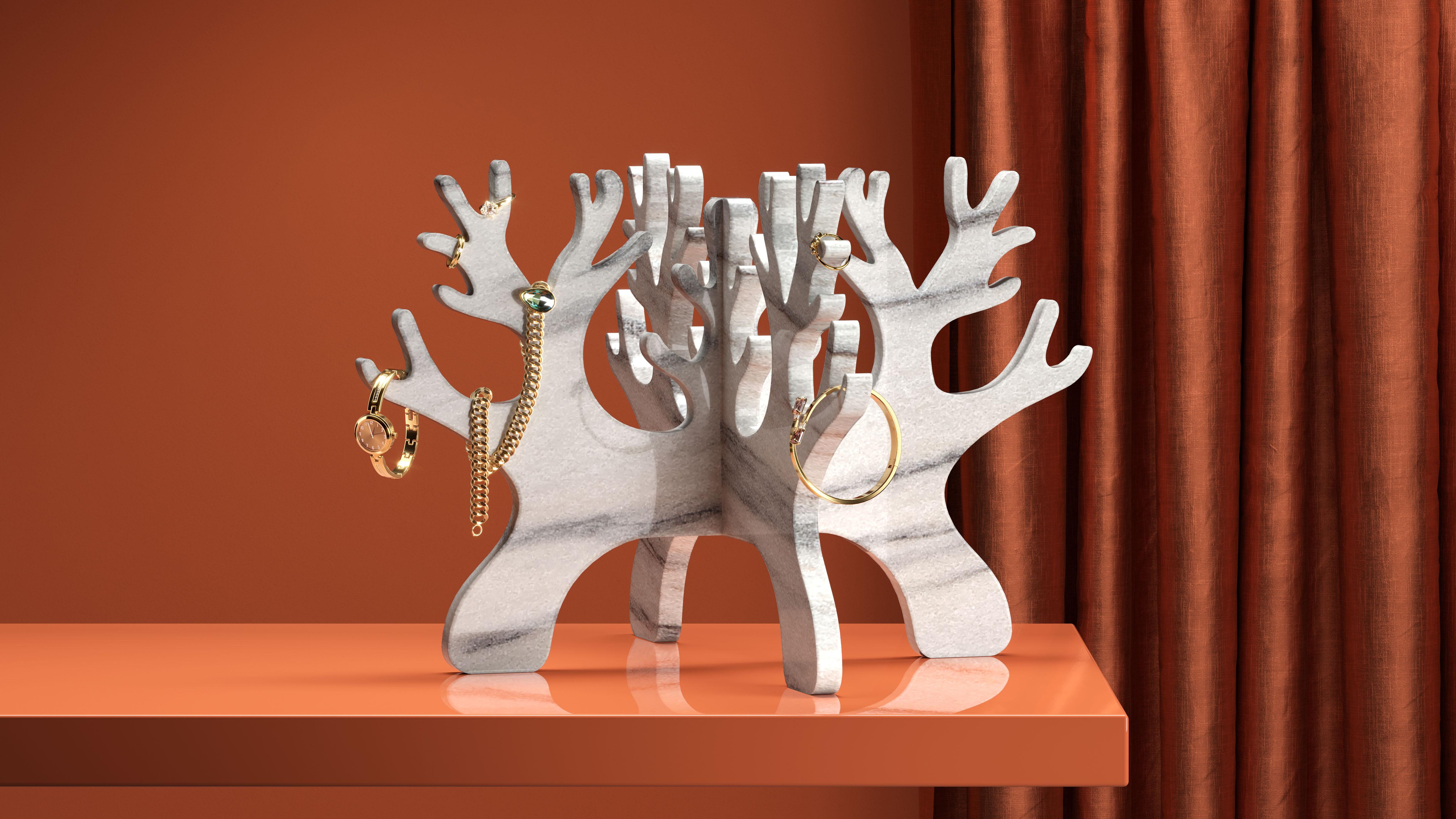 Contemporain Bijoux - Boîte à bijoux en marbre blanc Cristallina en vente