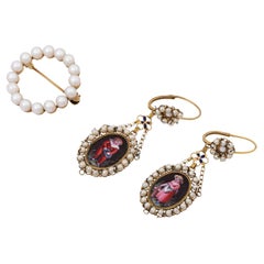 Jewelry Set Earrings and Circle Brooch