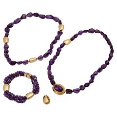 Jewelry Set of Amethyst Chains