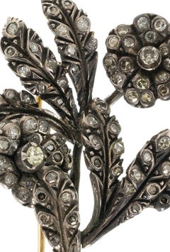 Jewelry - Silver, Gold and diamond trembling pin - 19th century