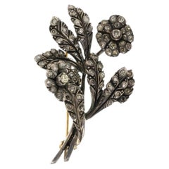 Jewelry - Silver, Gold and diamond trembling pin - 19th century