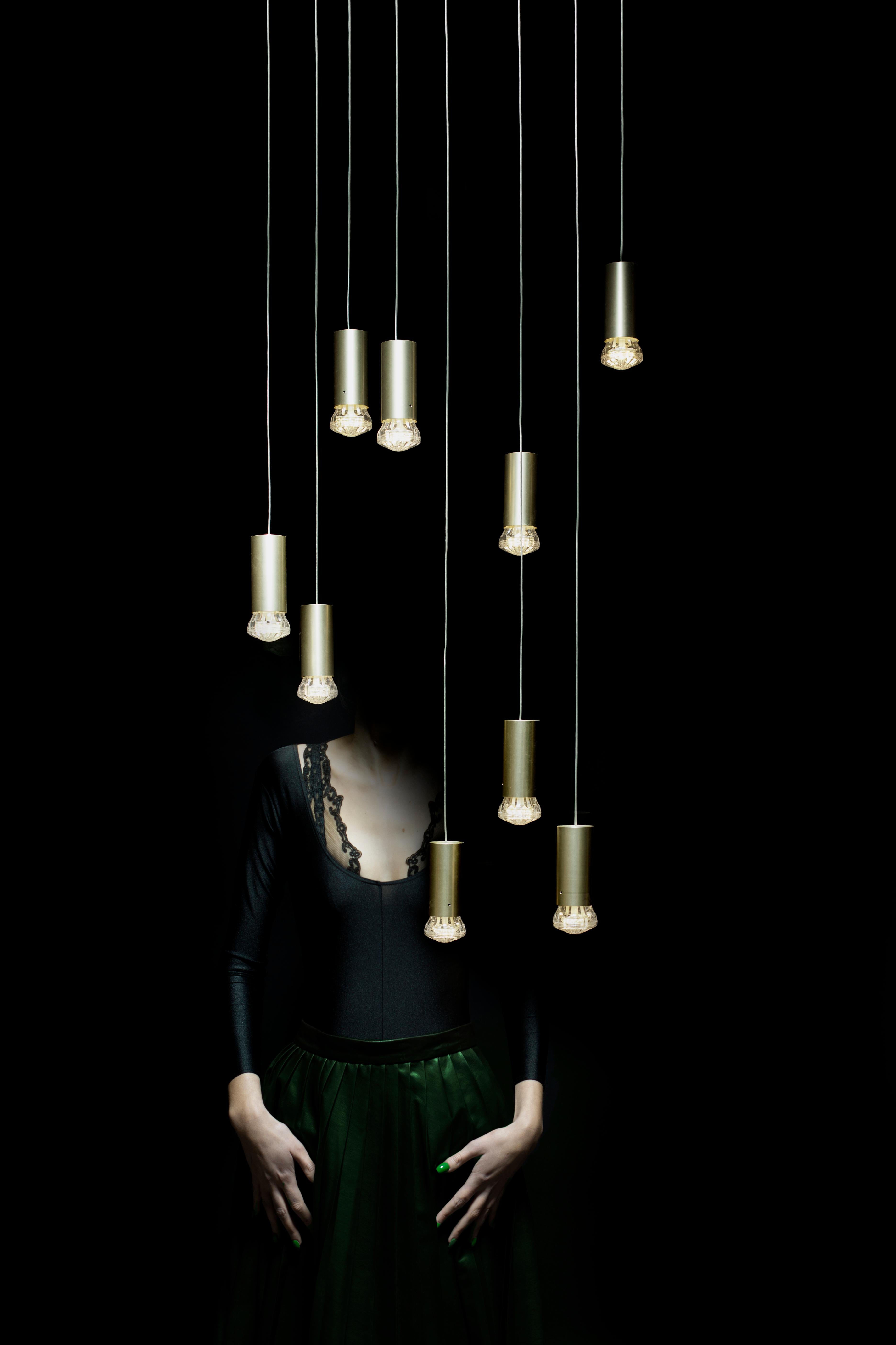 Jewell 6 Angoli in alluminio champagne Lampada a sospensione contemporanea di JSPR in vendita 5
