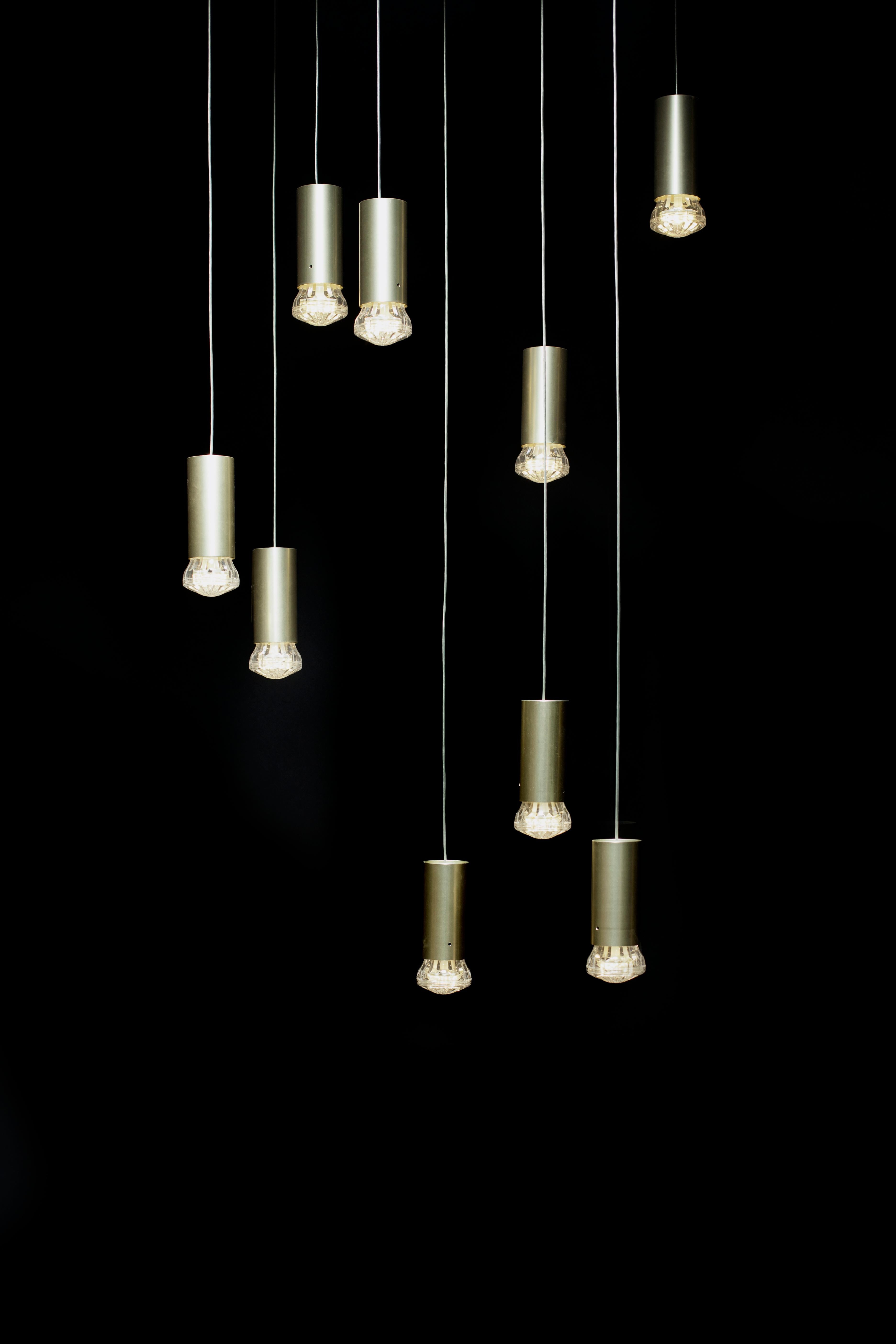 Jewels 9 Angular Aluminio Bronce Lámpara Colgante Contemporánea by JSPR Siglo XXI y contemporáneo en venta