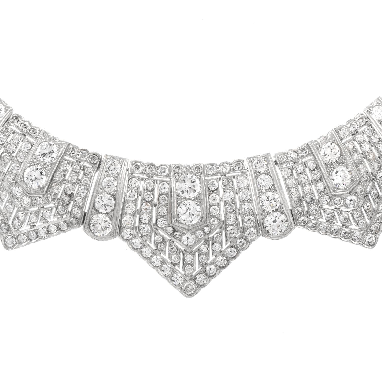 Art Deco 1950s Jewels Deco Diamond Choker Platinum Necklace