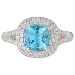 Jewels by Jacob White Gold Diamond and Blue Topaz Diamond Ring