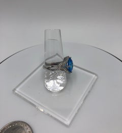 Jewels by Jacob White Gold Diamond and Blue Topaz Ring