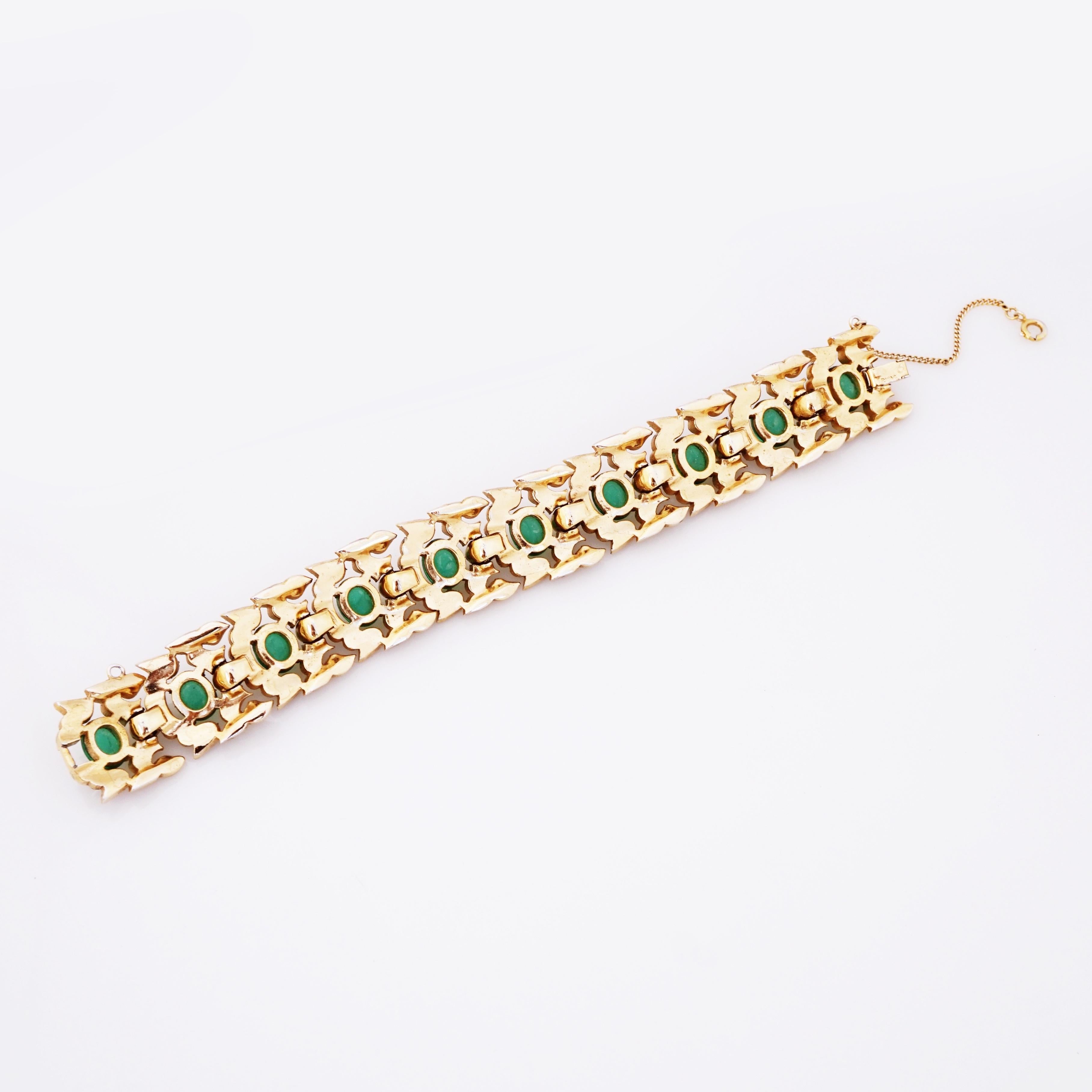 Jewels of India Emerald, Sapphire & Ruby Mughal Bracelet By Crown Trifari, 1960s 2