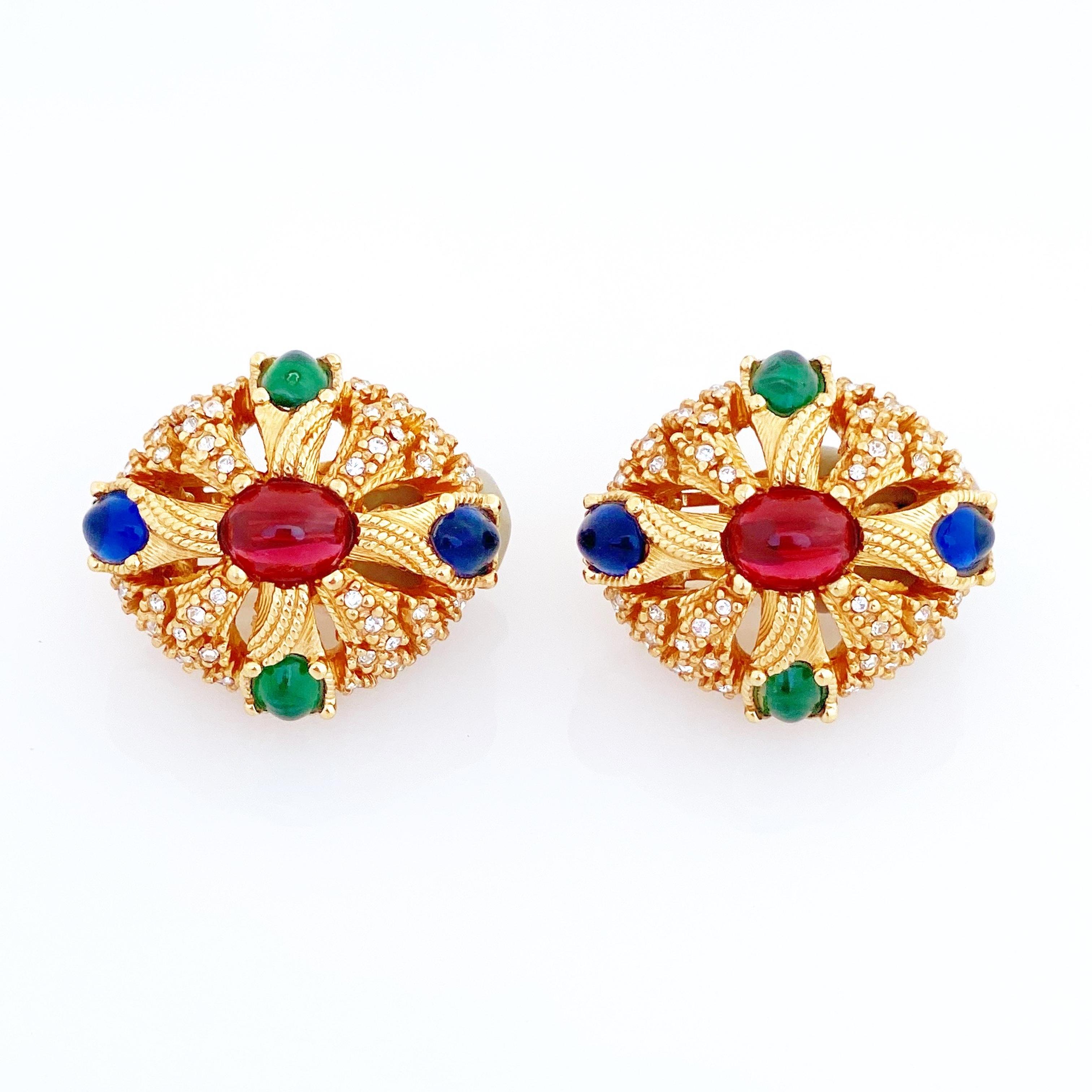 Jewels Of India Mughal Gripoix Glass Earrings By Ciner, 1950s at ...