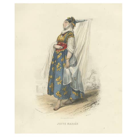 Jewish Bride Print Algeria 1853 by Compte-Calix – Hand-Colored Lithograph
