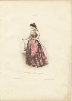 Jewish Girl Print Algiers Algeria 1853 by Compte-Calix – Hand-Colored Lithograph