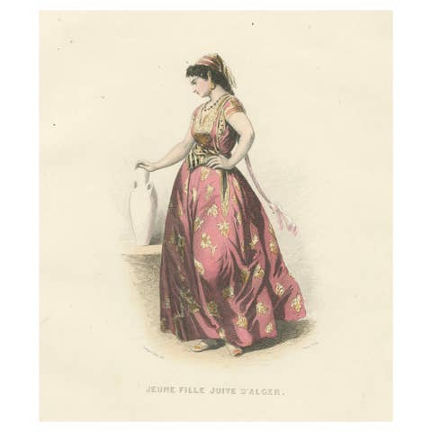 Jewish Girl Print Algiers Algeria 1853 by Compte-Calix – Hand-Colored Lithograph