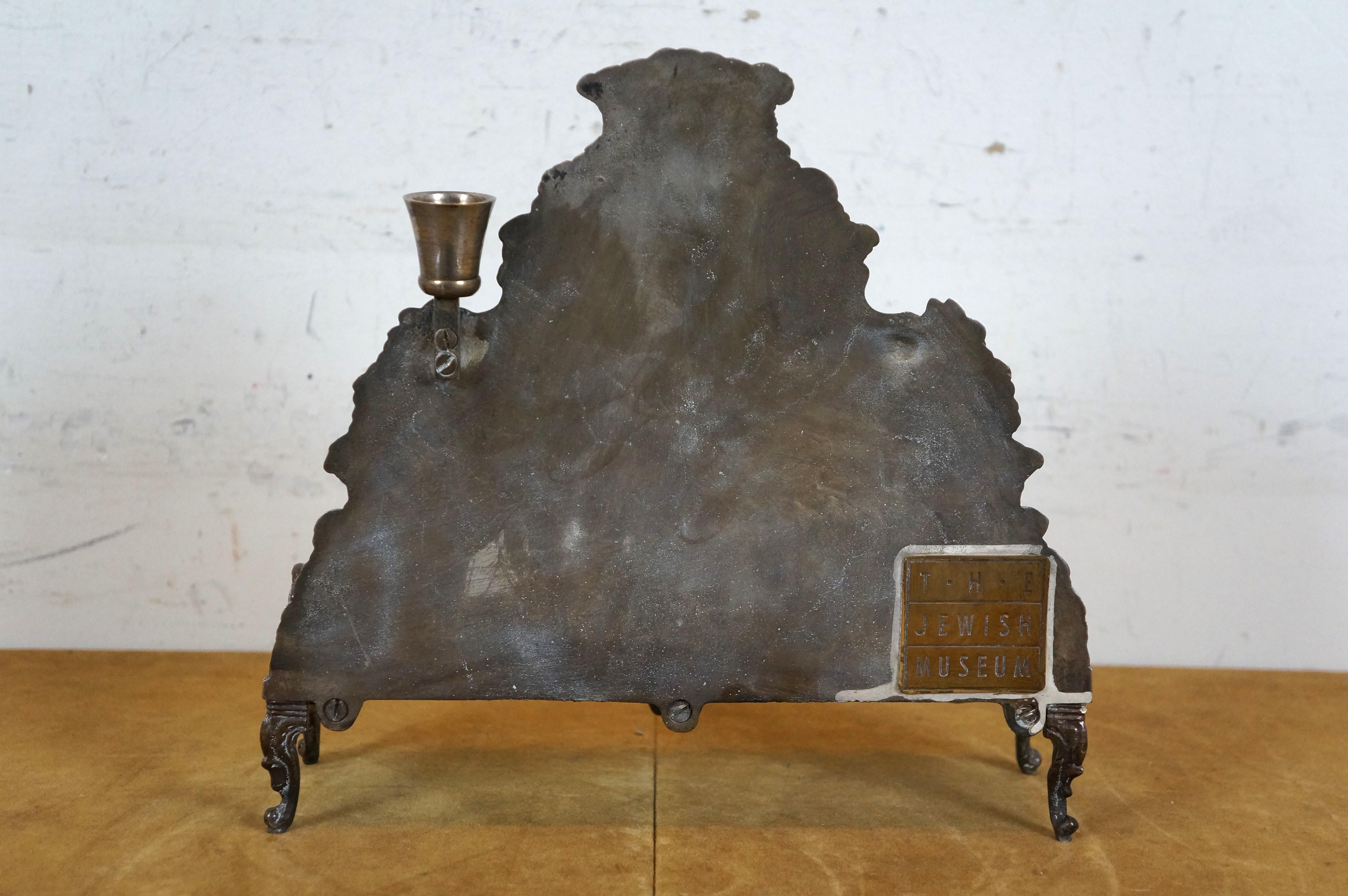 Jewish Museum Silver Plate Menorah Judith Holding Head of Holofernes Judaica In Good Condition For Sale In Dayton, OH