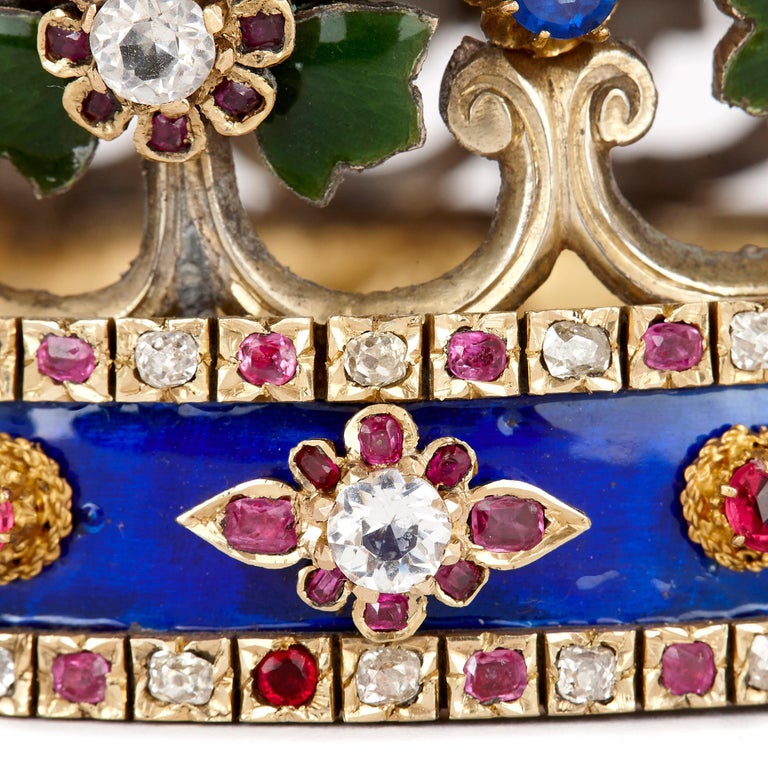 Jewish Silver, Enamel and Jewel Torah Crown Keter For Sale at 1stDibs