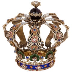 Argenterie juive, émail et rubis Torah Crown Keter