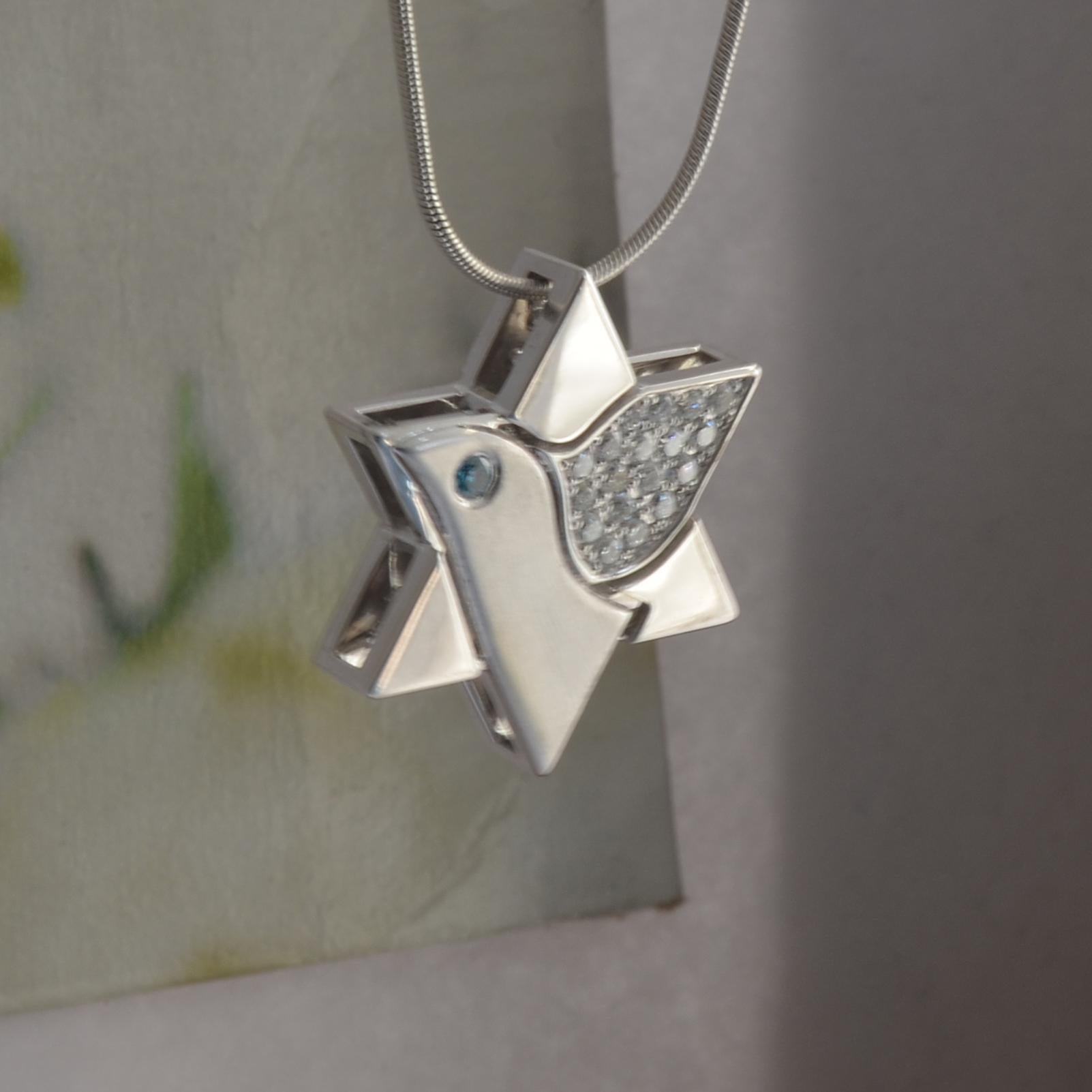 Jewish Star of David Diamond Pendant, Reversible, Platinum, Ben Dannie Design For Sale 1