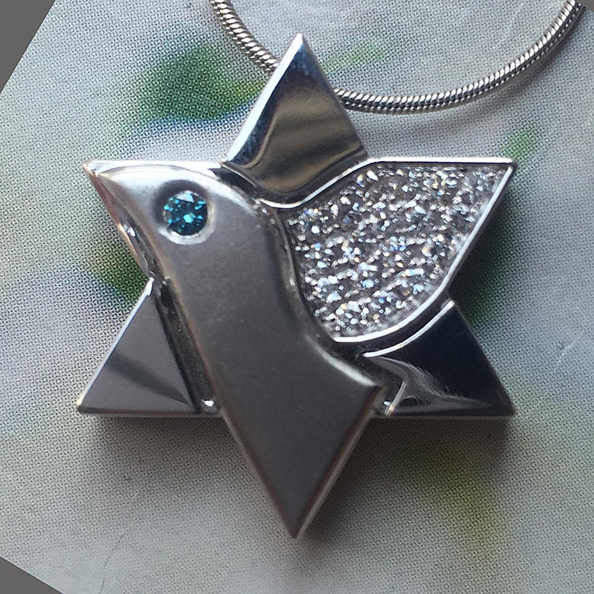 Jewish Star of David Diamond Pendant, Reversible, Platinum, Ben Dannie Design For Sale 2