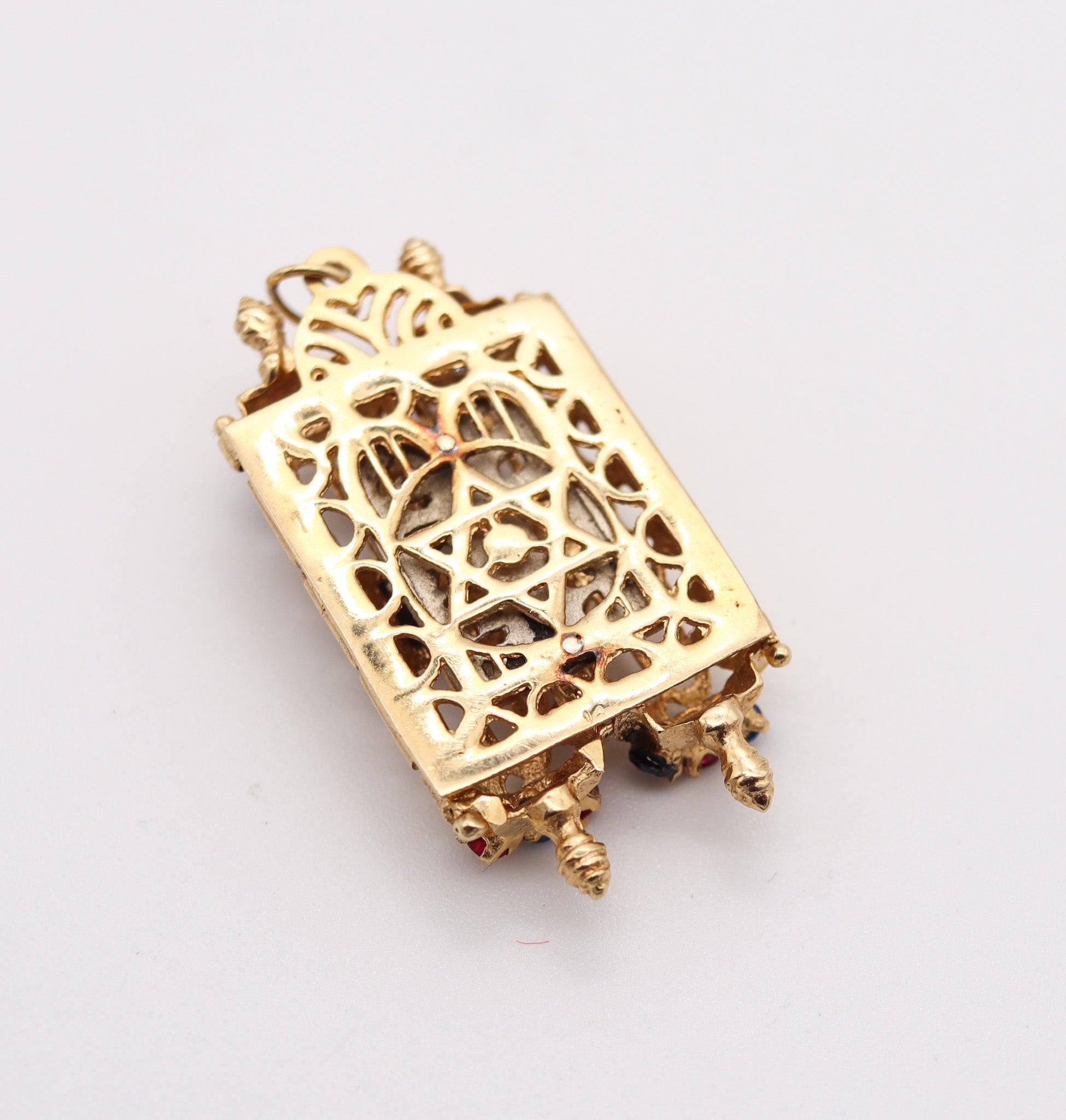JEWISH TORAH Pendant With Menorah And Number 13 In 14Kt Yellow Gold 2