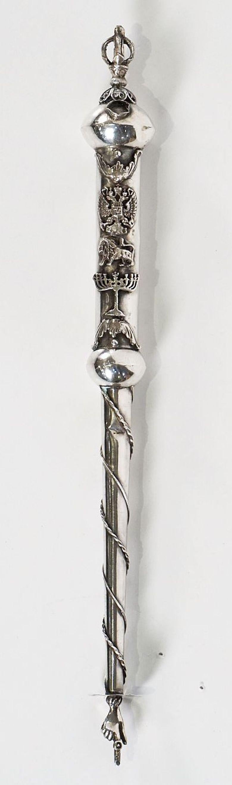 Russian Jewish Yad or Torah Pointer of Silver