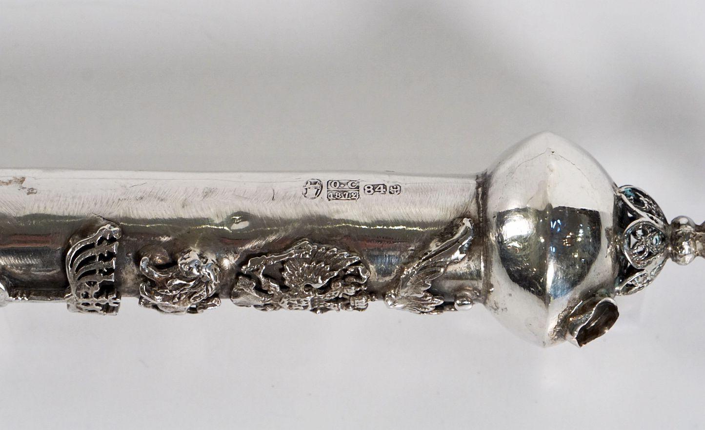 Jewish Yad or Torah Pointer of Silver In Good Condition In Austin, TX