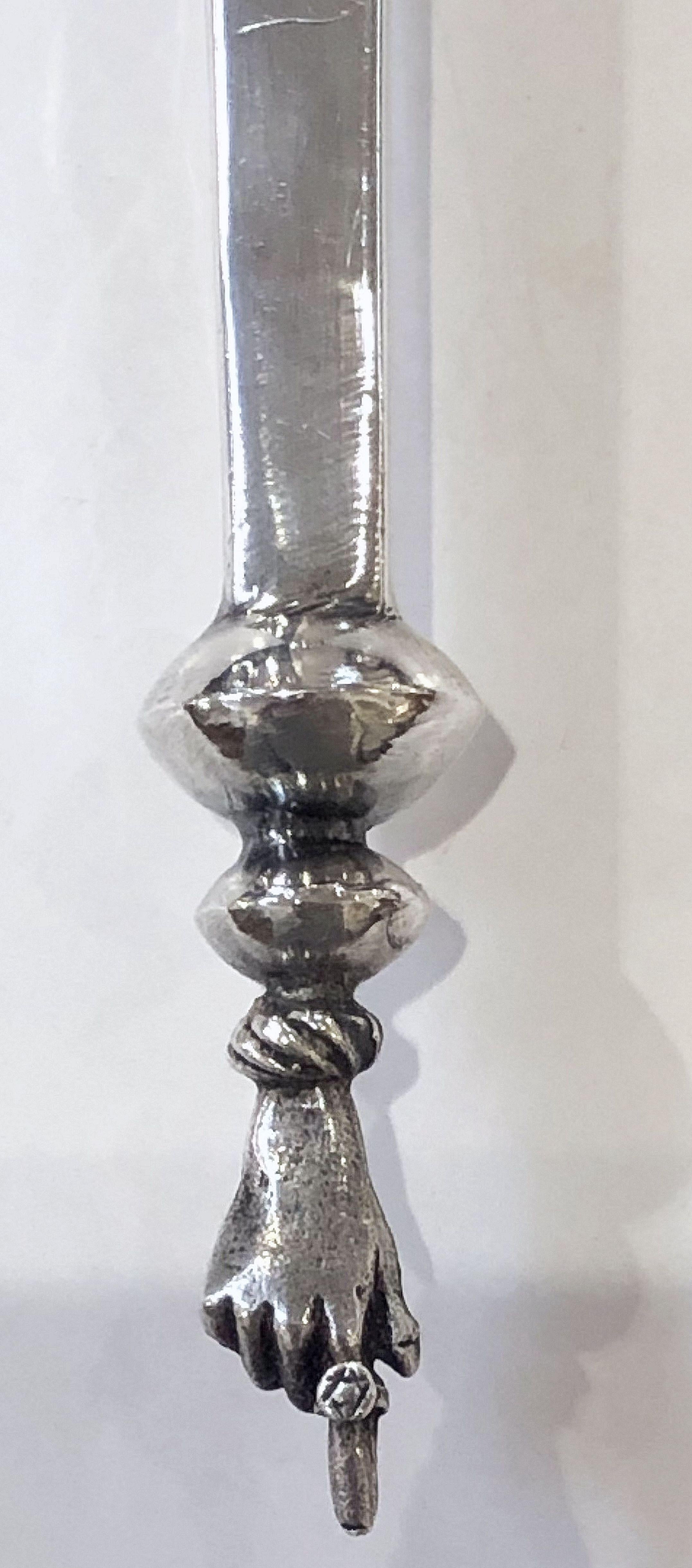 Jewish Yad or Torah Pointer of Silver with Inset Stone 7