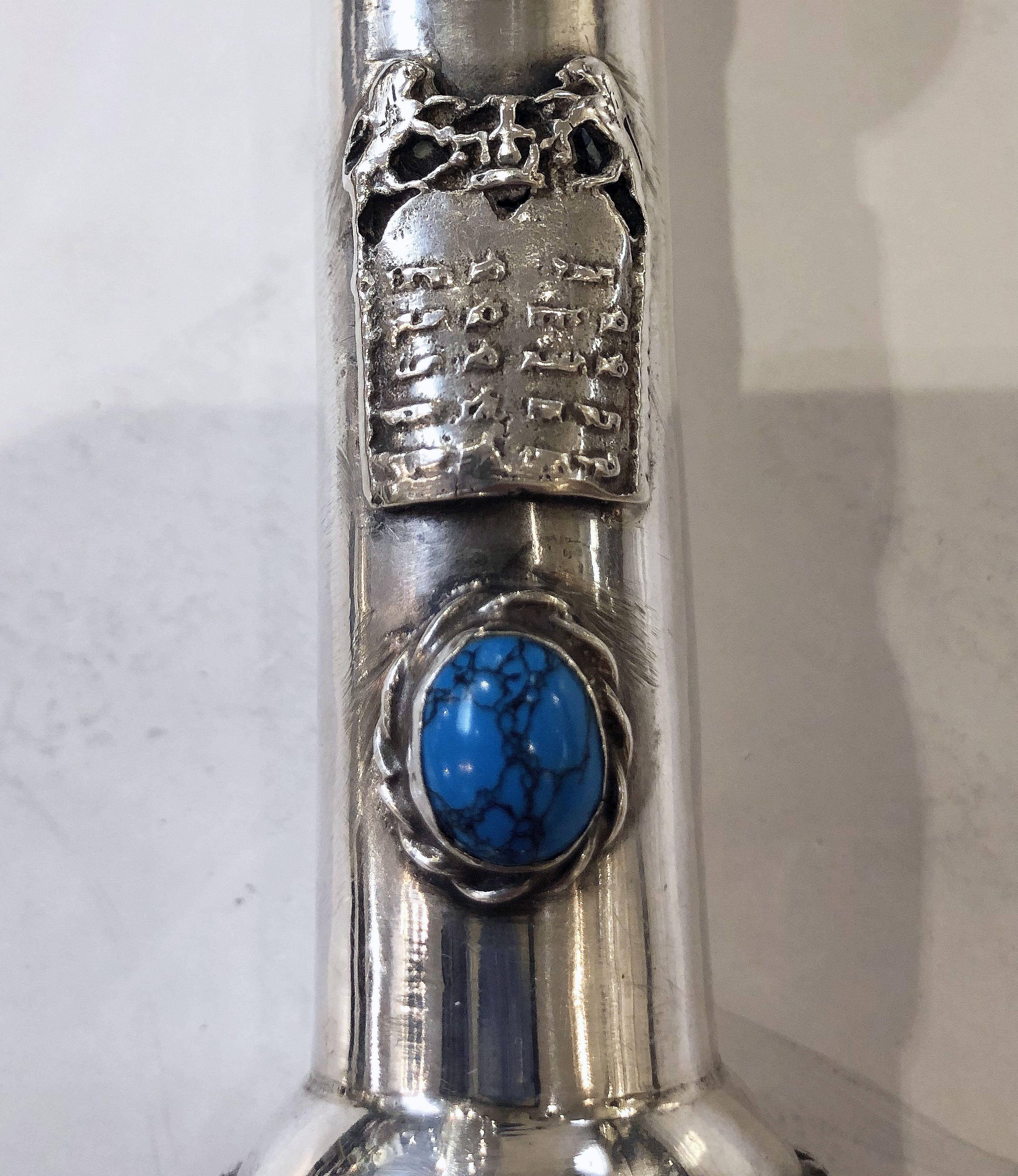 Jewish Yad or Torah Pointer of Silver with Inset Stone 5