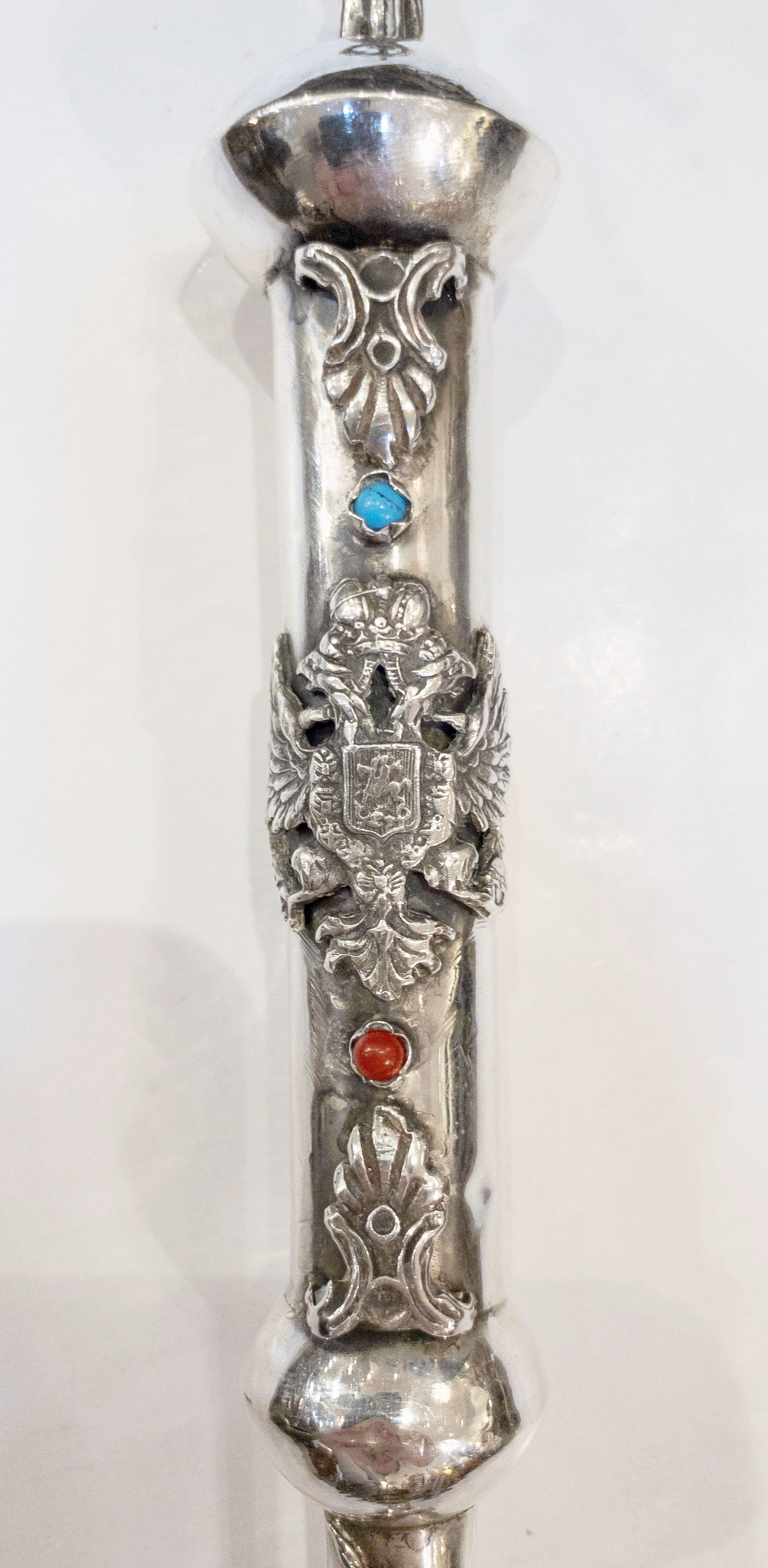 Jewish Yad or Torah Pointer of Silver with Inset Stones 11