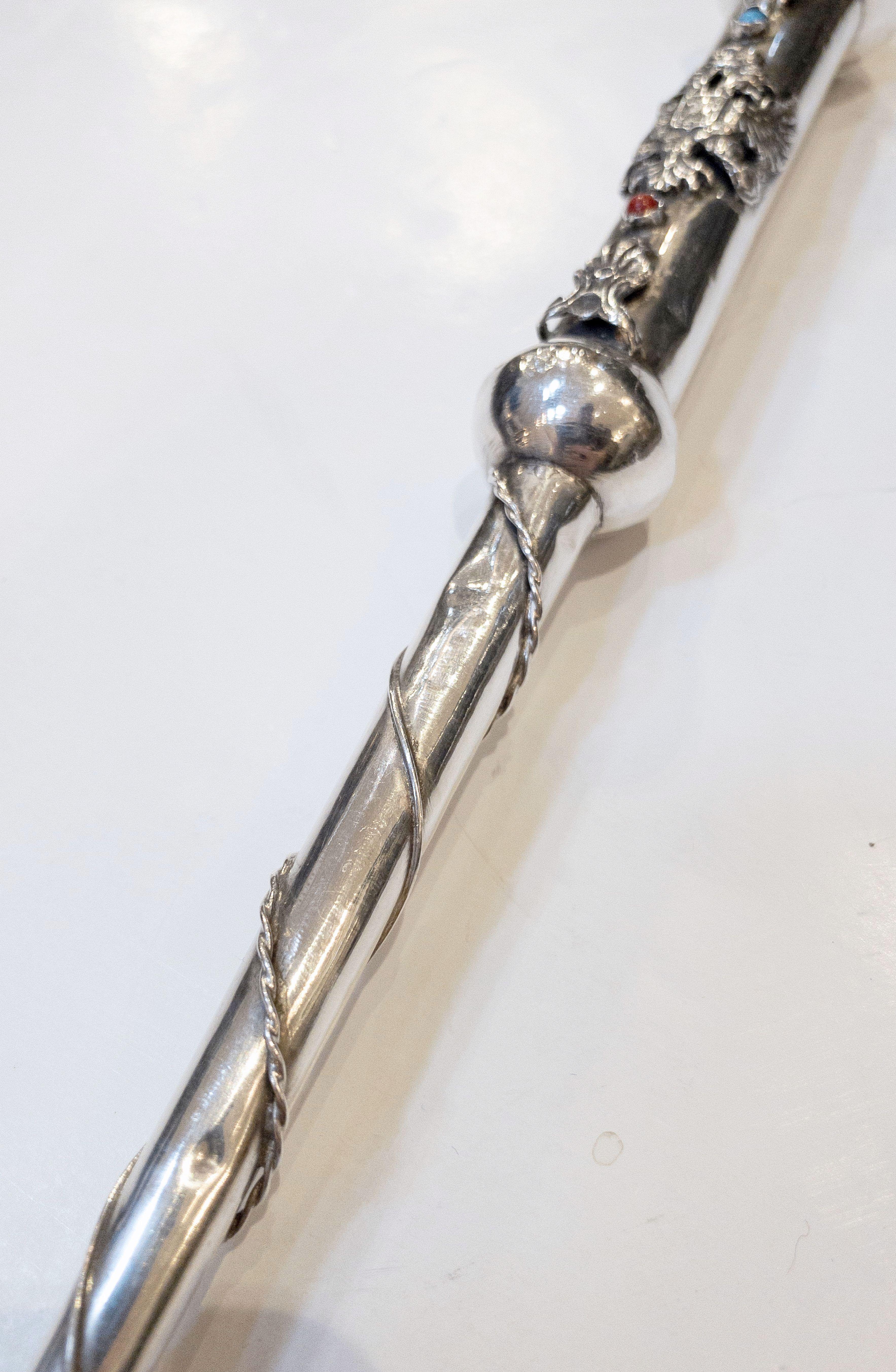 Jewish Yad or Torah Pointer of Silver with Inset Stones 2
