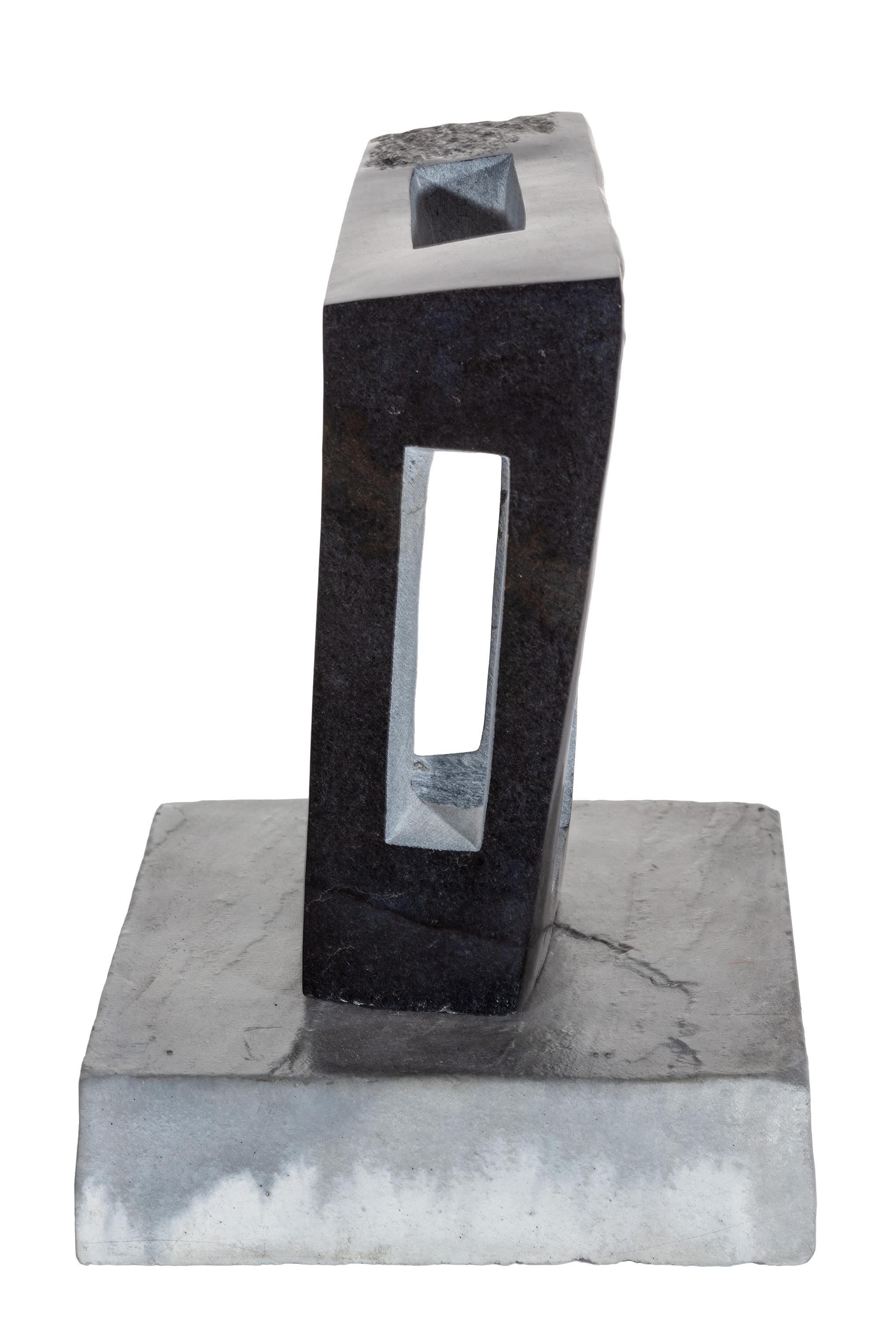 Abstract Stone Modern Black Sculpture Minimal Contemporary Signed African Artist For Sale 1