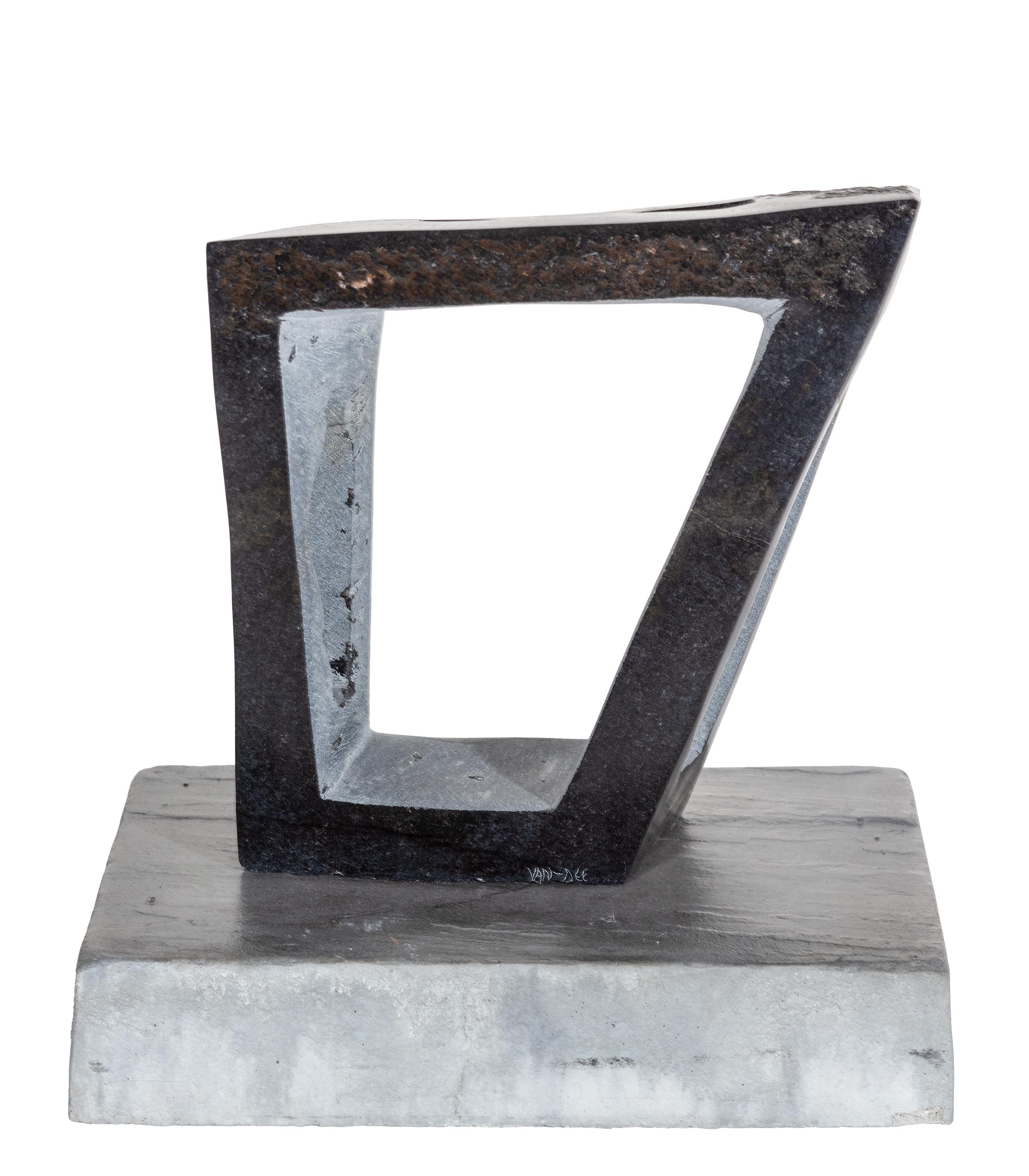 Abstract Stone Modern Black Sculpture Minimal Contemporary Signed African Artist For Sale 2