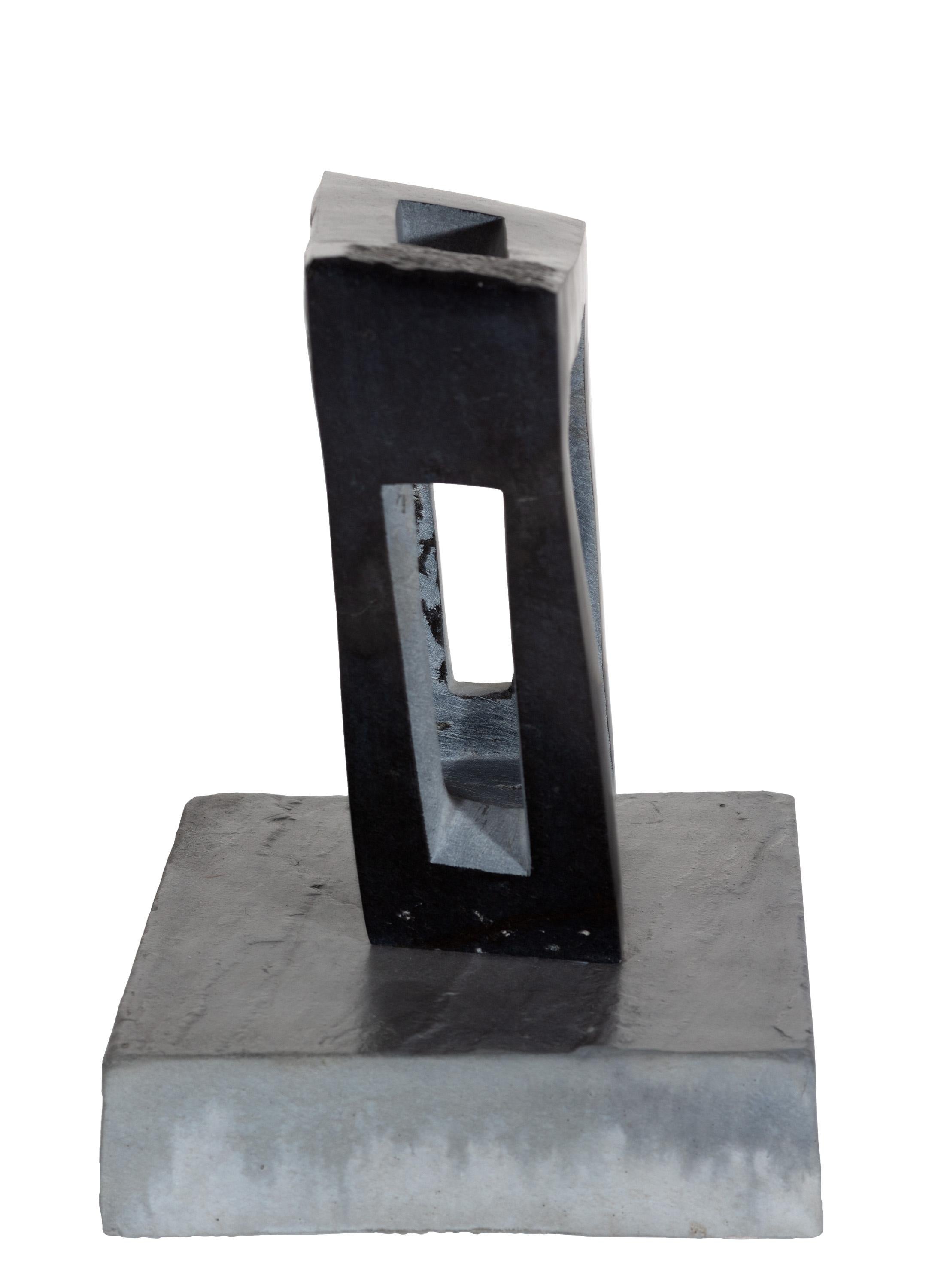 Abstract Stone Modern Black Sculpture Minimal Contemporary Signed African Artist For Sale 3