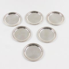Jezler Switzerland Modernist Barware Serving Sterling Silver Coaster, Set of Six