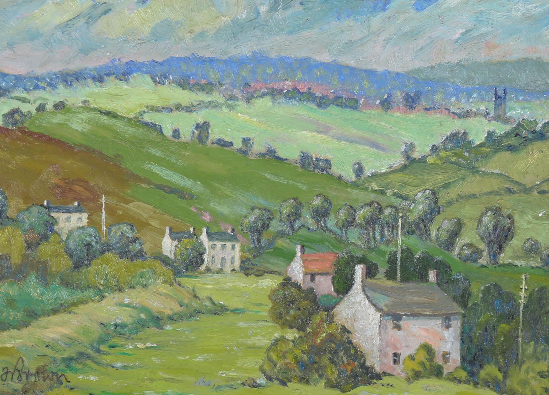 J.F. Brown - Mid 20th Century Oil, Little Hamlet, Lake District For Sale 2