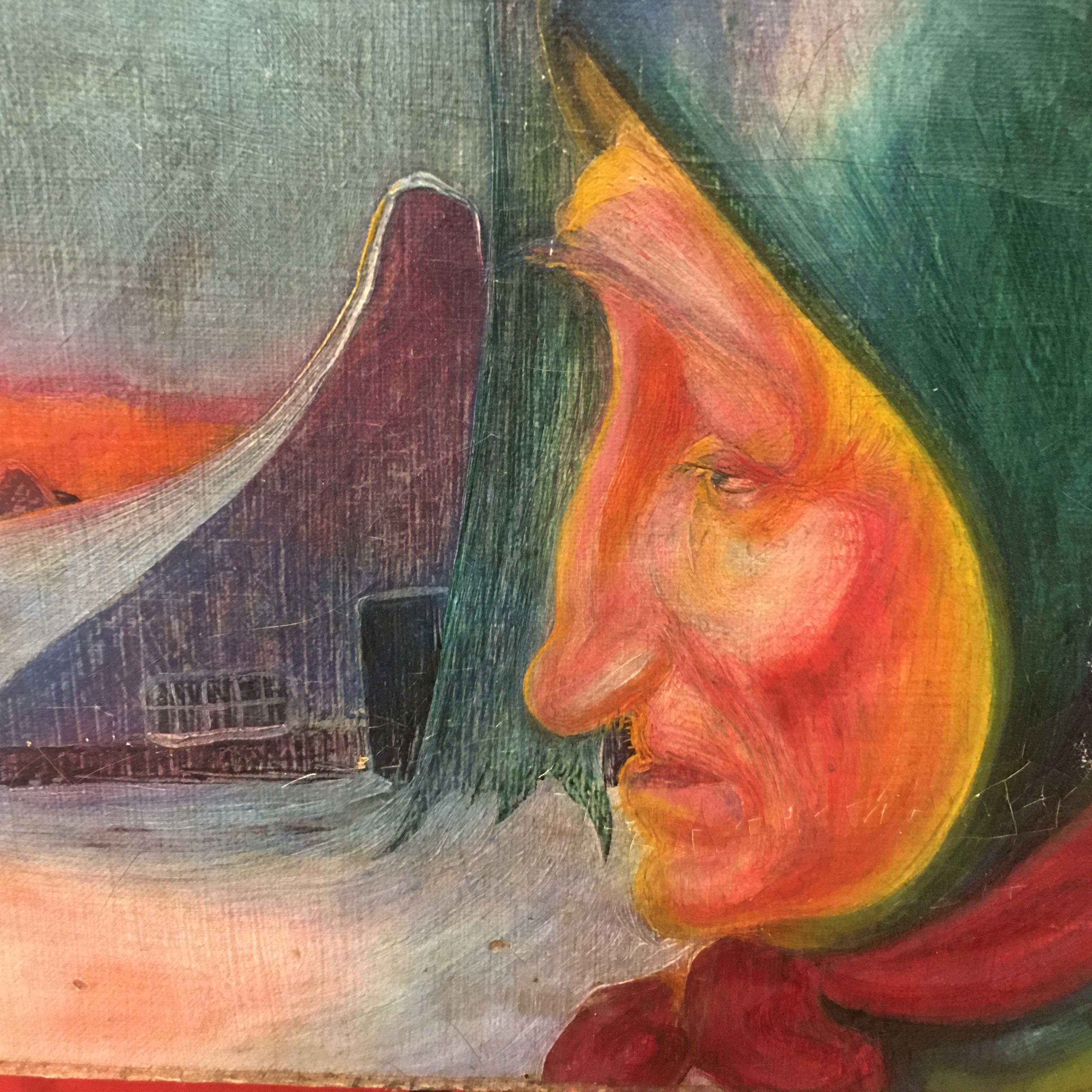 J.f Contre, Huile Sur Toile, Signée (Volkskunst) im Angebot