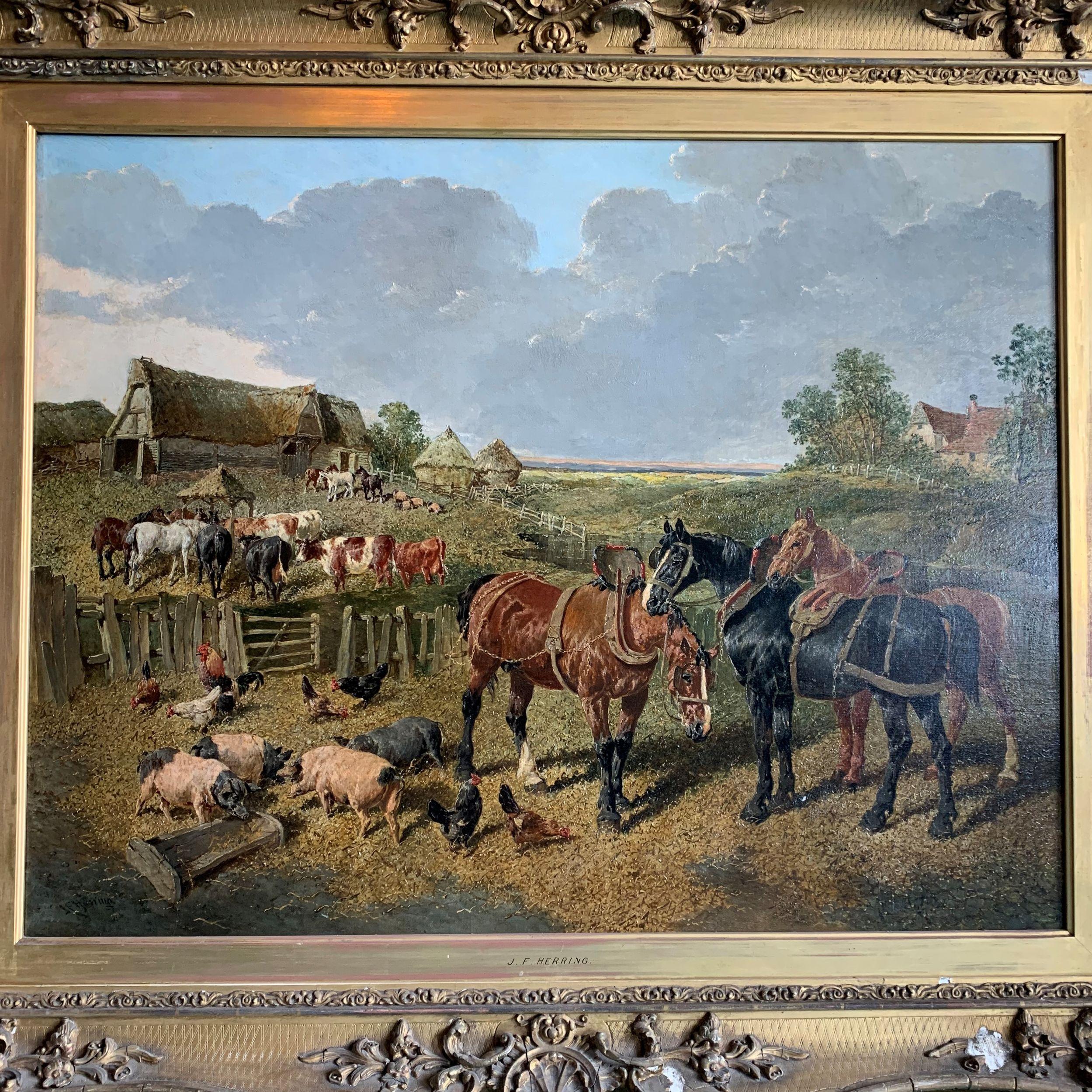 English J.F. Herring Jnr. 1815 - 1907 Large Farmyard Scene