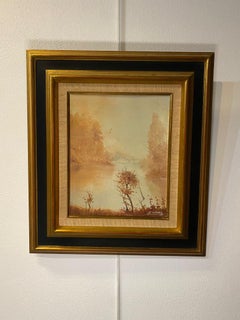 Lake's lights by J.F Mayer - Oil on canvas 22x27 cm