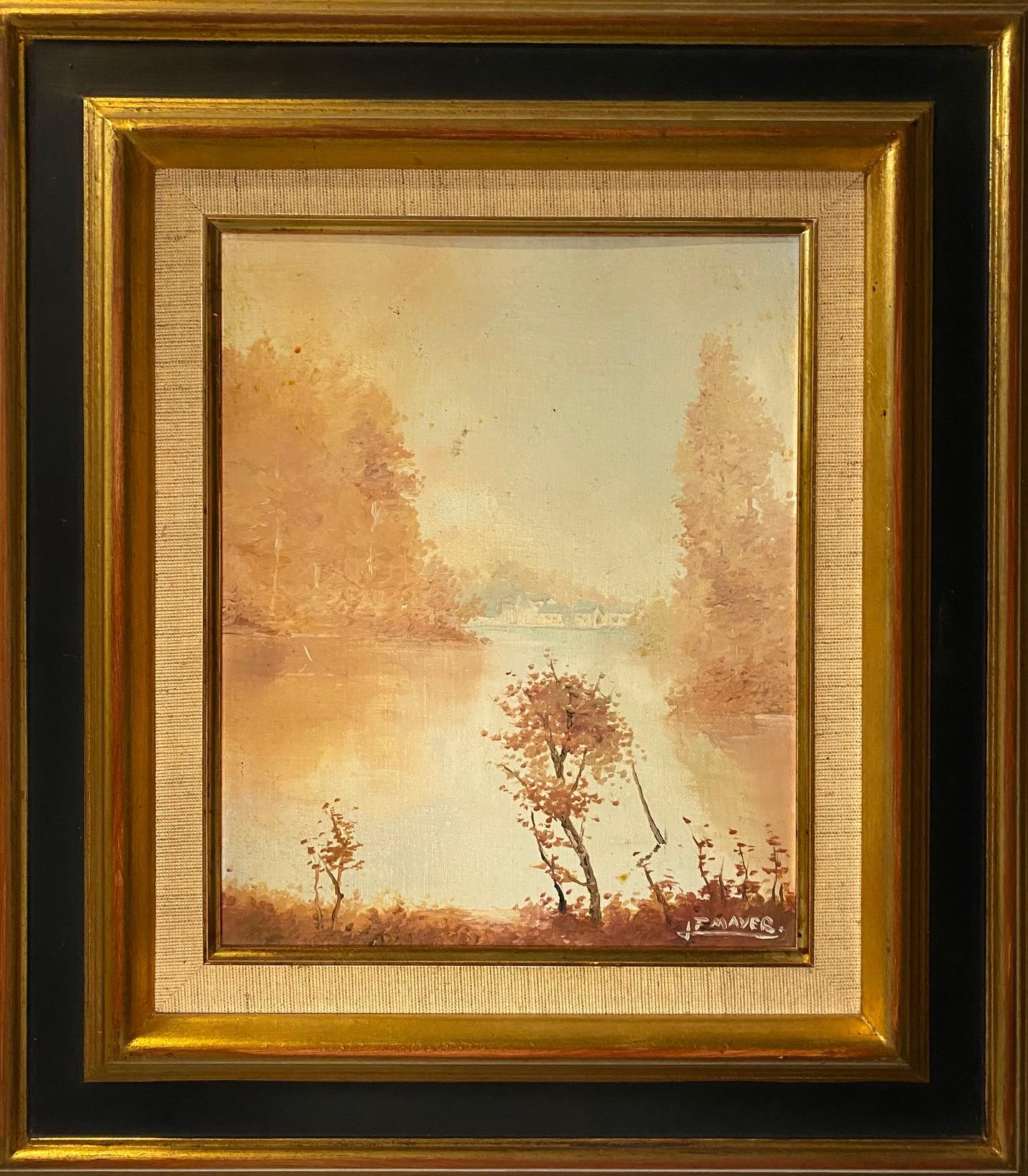 Lake's lights by J.F Mayer - Oil on canvas 22x27 cm