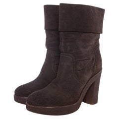 JFK, braune Plateaustiefel aus Wildleder