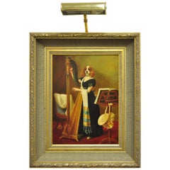 J.G. Clonney Signed Oil on Board Portrait Royal Dog Spaniel Painting Gold Frame