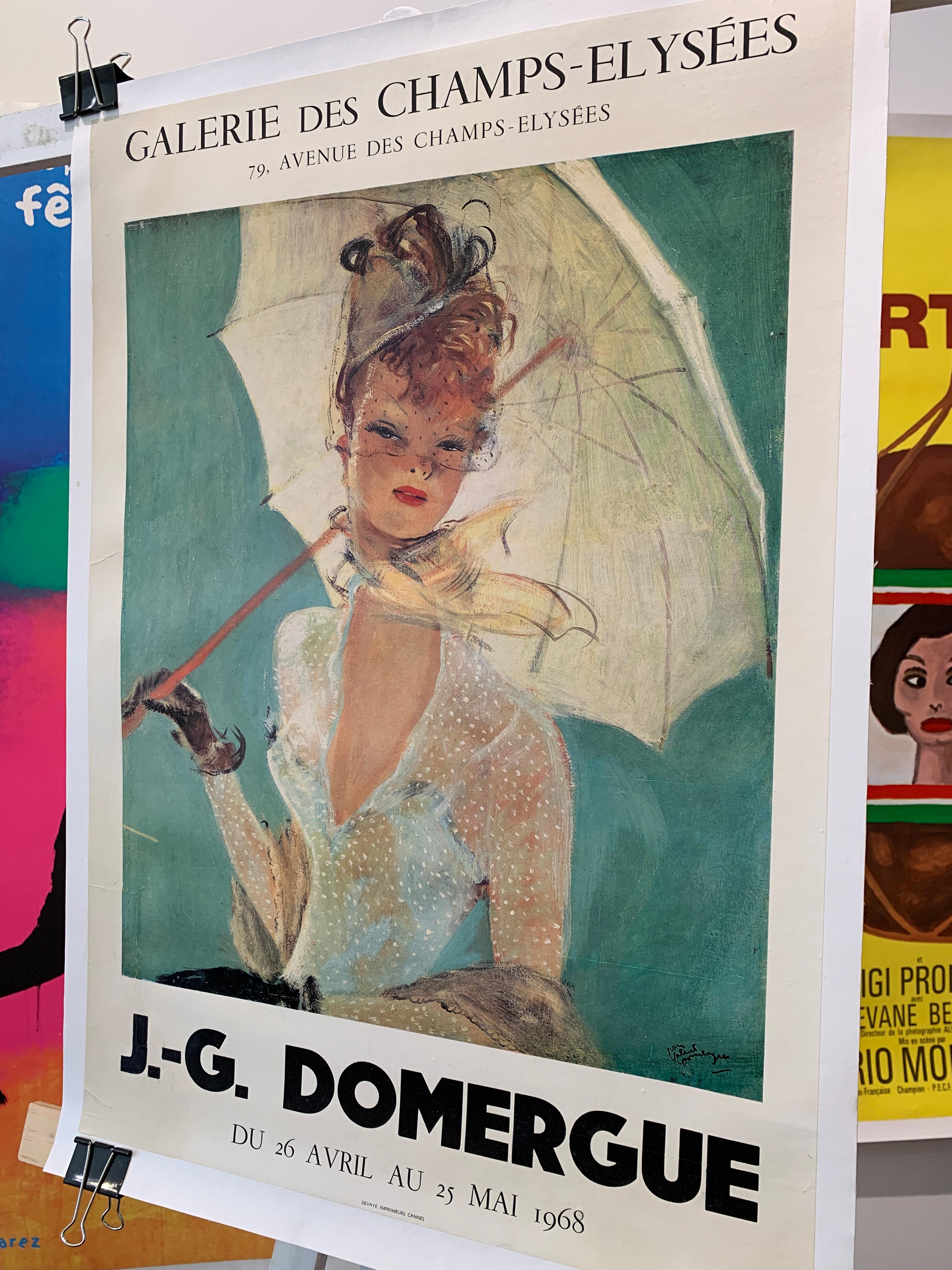 Mid-Century Modern J.G Domergue Galerie des Champs-Elysees Original Vintage Exhibition Poster For Sale