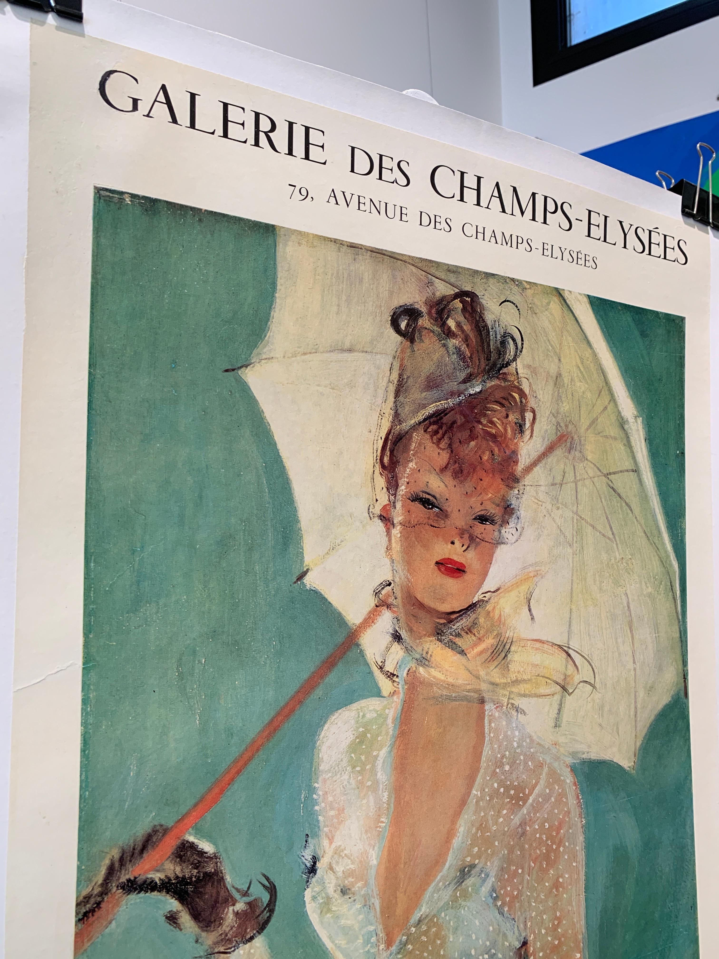 J.G Domergue Galerie des Champs-Elysees Original-Vintage-Ausstellungsplakat (Moderne der Mitte des Jahrhunderts) im Angebot