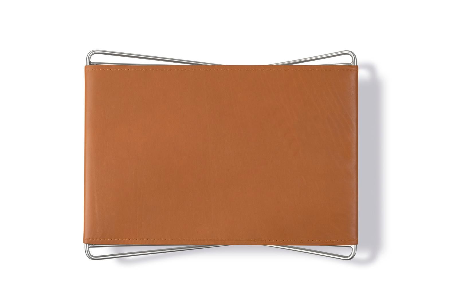 JG Folding Stool, Cognac Leather/Brushed Stainless Steel by Jørgen Gammelgaard In New Condition For Sale In Dubai, AE