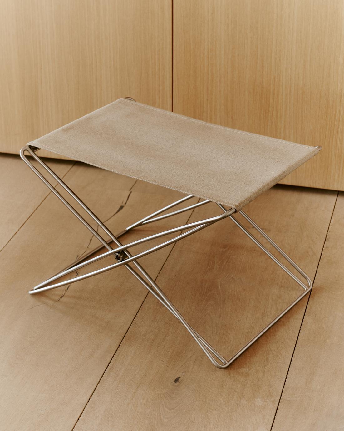JG Folding Stool, Natural Canvas/Brushed Stainless Steel by Jørgen Gammelgaard For Sale 6