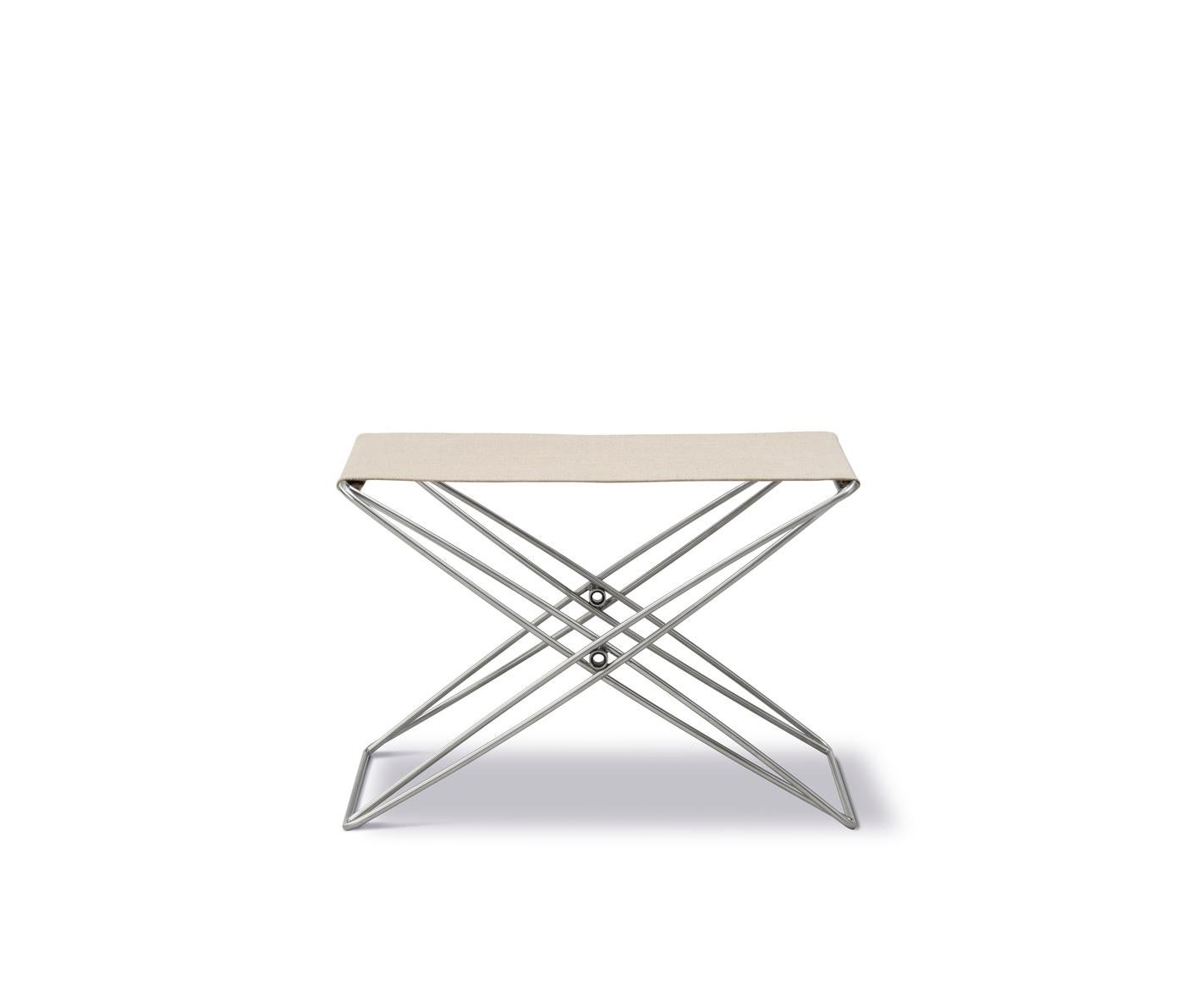 Contemporary JG Folding Stool, Natural Canvas/Brushed Stainless Steel by Jørgen Gammelgaard For Sale