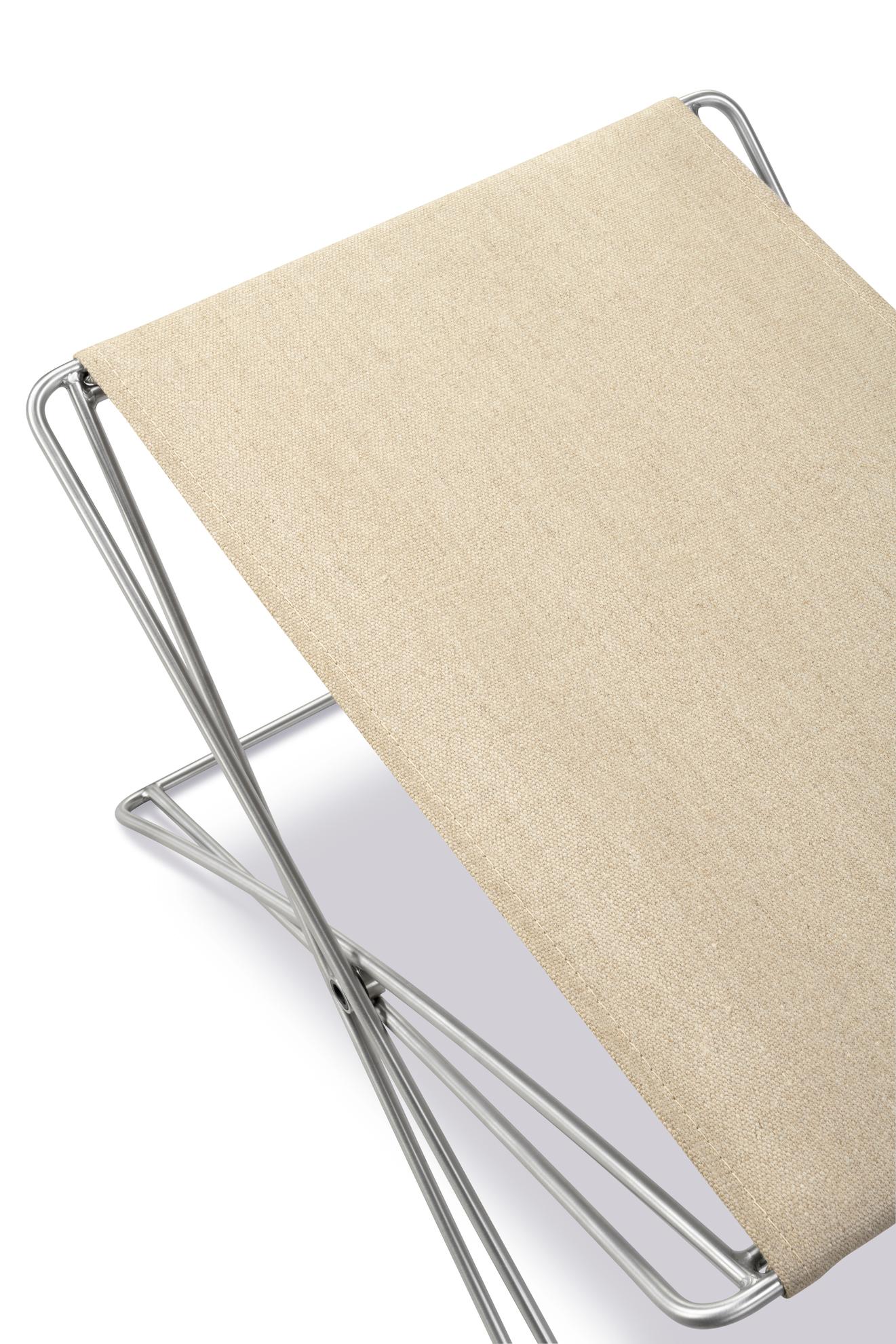 JG Folding Stool, Natural Canvas/Brushed Stainless Steel by Jørgen Gammelgaard For Sale 2