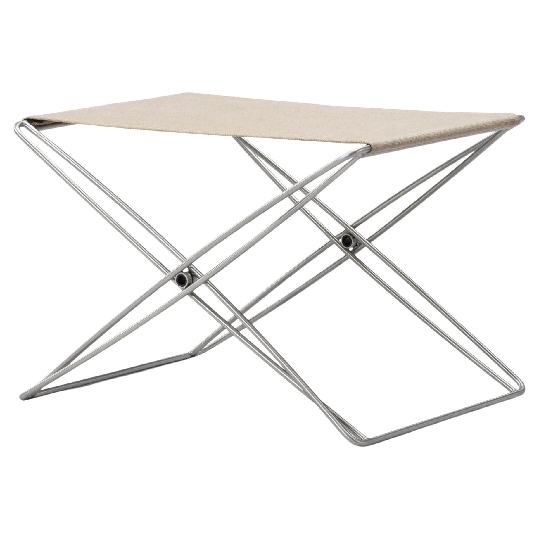 JG Folding Stool, Natural Canvas/Brushed Stainless Steel by Jørgen Gammelgaard For Sale
