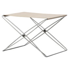 JG Folding Stool, Natural Canvas/Brushed Stainless Steel by Jørgen Gammelgaard